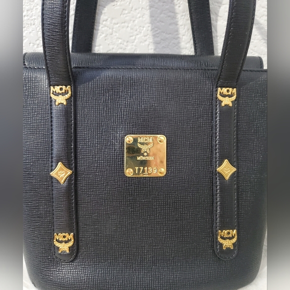 MCM Black Leather with Gold Hardware and Decoration Mini Handbag- EUC - COA - Picture 9 of 16
